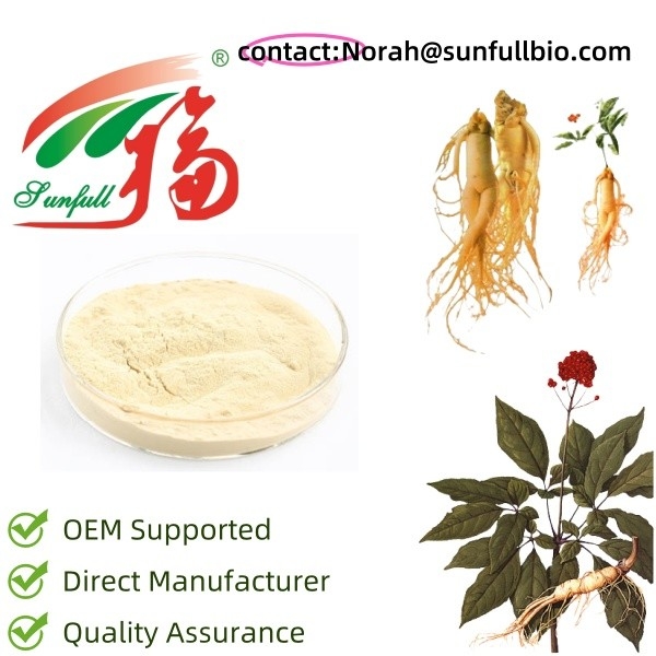 Ginseng Extract Product Specificatie 10~30% Ginsenosiden door UV 15% 20% Ginsenosiden door HPLC 80% Ginsenosiden door UV ((Stem & Leaves) Ginseng Recht poeder Verschillende specificaties van Ginseng Extracten zijn beschikbaar